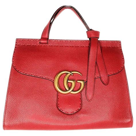 gucci tote red handle|red Gucci bag sale.